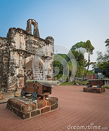 Surviving gate of the A Famosa fort in Malacca, Malaysia Stock Photo