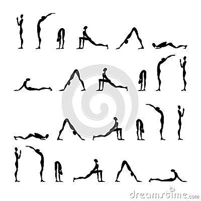 Surya Namaskar set, Salutation the Sun Stock Photo