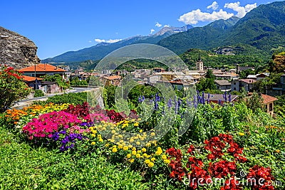 Susa town in the Susa Valley, Alps mountains, Italy Stock Photo