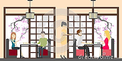 Sushi bar interior. Vector Illustration