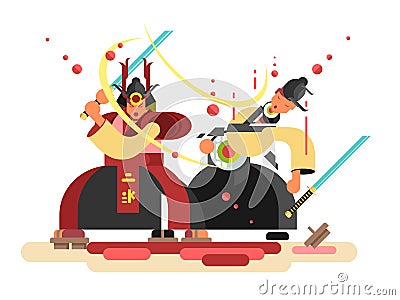 Sushi character samurai design Vector Illustration