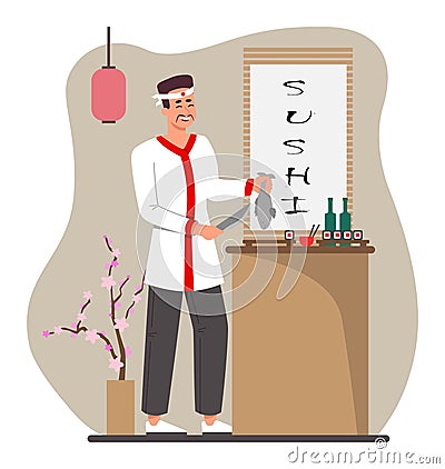 Sushi chef concept Vector Illustration