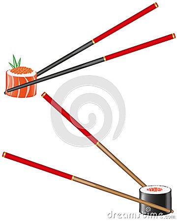 Sushi and chopsticks vector illustration Vector Illustration