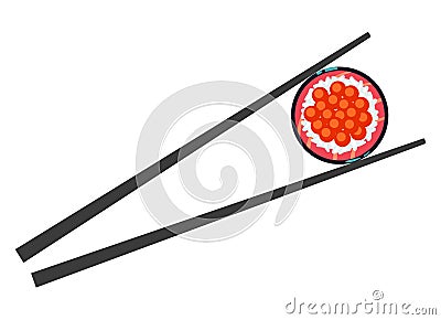 Sushi and chopsticks vector illustration over white Vector Illustration