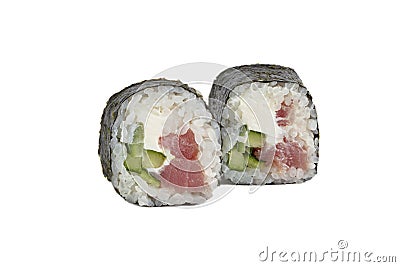 Sushi closeup isolated on white background Stock Photo