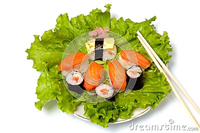 Sushi dish close-up isolated Stock Photo