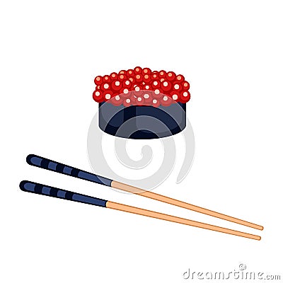 Sushi food and chopsticks vector illustration. Vector Illustration
