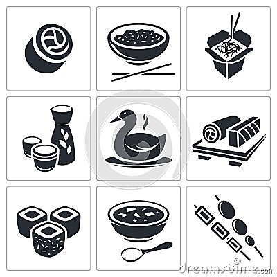 Sushi Icons set Stock Photo