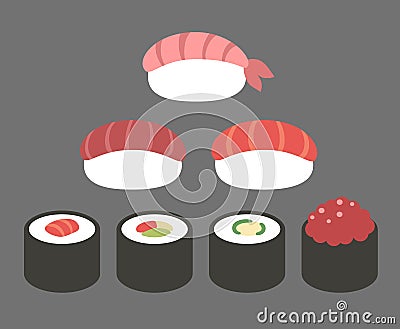 Sushi icons. Vector Illustration