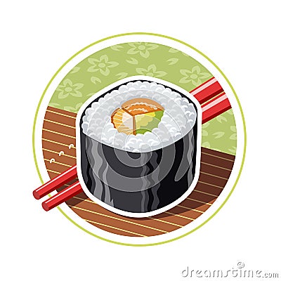 Sushi. Japanese food Cartoon Illustration