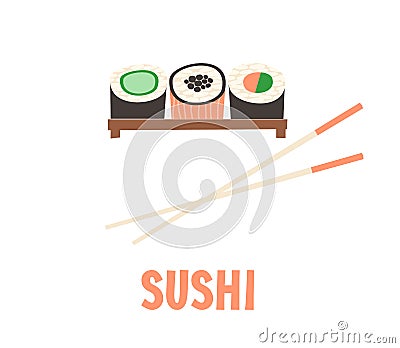 Sushi. Japanese food sushi roll vector illustration. Vector Illustration