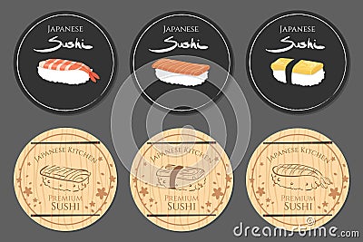 Sushi logo badges Vector Illustration