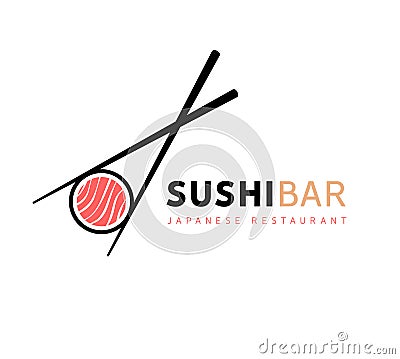 Sushi logo fish food japan restaurant. Japanese seafood logo asian dinner Stock Photo