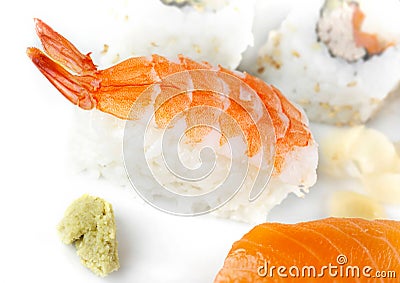 Sushi Meal on white plate Stock Photo