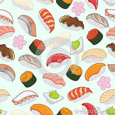 Sushi pattern for background, wrap around/seamless pattern Stock Photo