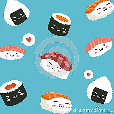 Sushi pattern for printing art work and design. Vector Illustration