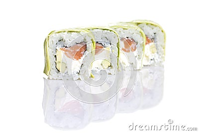 Sushi roll with avocado isolated Stock Photo