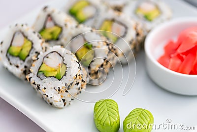 Sushi Roll- California Roll-Japanese Food Stock Photo