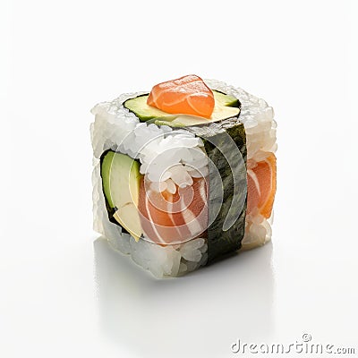 Hyperrealism Photography Of Multilayered Sushi With Salmon, Avocado, And Cucumber Stock Photo
