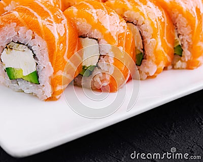 Sushi roll philadelphia with salmon Stock Photo