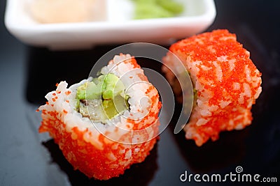 Sushi roll Philadelphia with wasabi Stock Photo