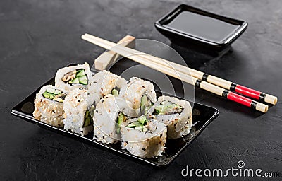 Sushi Roll on a plate Stock Photo