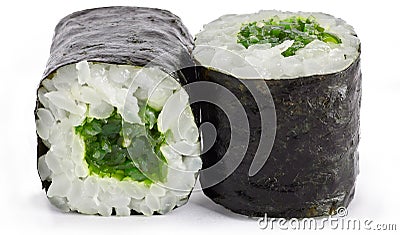 Sushi rolls with Chukka seaweed Stock Photo