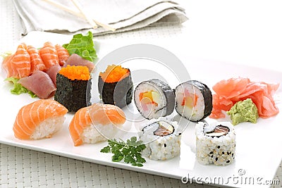 Sushi rolls dish Stock Photo