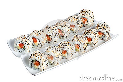 Sushi rolls philadelphia with clipping path Stock Photo