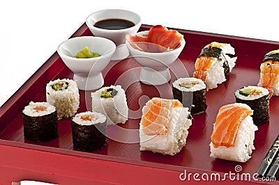 Sushi,sashimi,Maki Japanese cuisine. Stock Photo