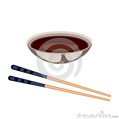 Sushi sauce food and chopsticks vector illustration. Vector Illustration