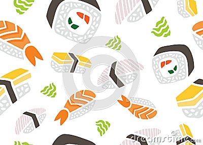 Sushi Seamless Pattern Stock Photo