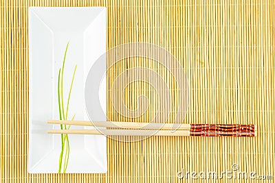 Sushi set on a bamboo placemat Stock Photo