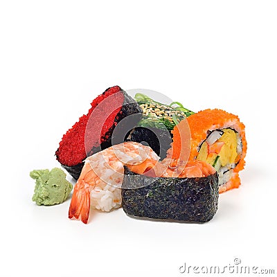 Sushi set pack Japanese food isolate on white background Stock Photo