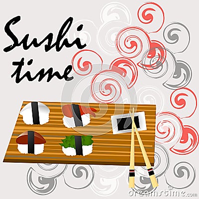 Sushi set, sea food , maki and rolls japanes Stock Photo