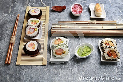 Sushi set on the table Stock Photo