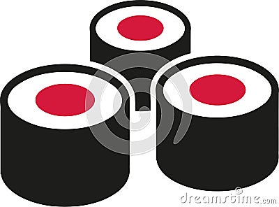 Sushi - three maki rolls Vector Illustration