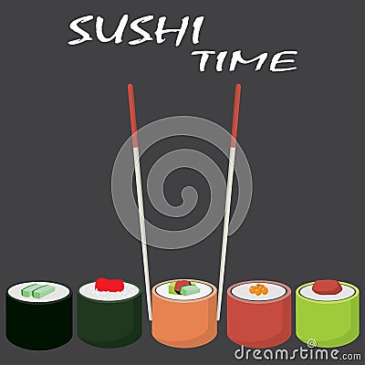 Sushi time Cartoon Illustration