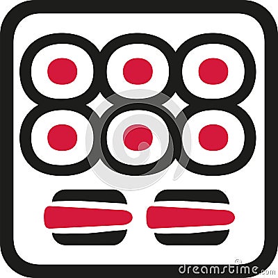 Sushi tray with maki and nigri Vector Illustration