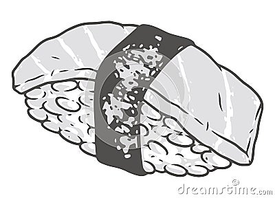 Sushi tuna vintage sticker monochrome Vector Illustration