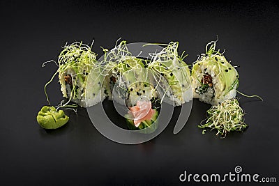 Sushi uramaki, inside out, california roll Stock Photo