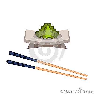 Sushi wasabi food and chopsticks vector illustration. Vector Illustration