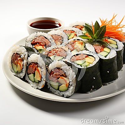 sushi on withe background, AI Generative Stock Photo