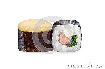 Sushi wrapped in seaweed, showcasing the artistry of Japanese cuisine and the fusion of flavors. Warm rolls with a cheese cap Stock Photo