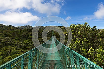 Suspended bridge over the canopy of the trees in Monteverde, Costa Rica Stock Photo