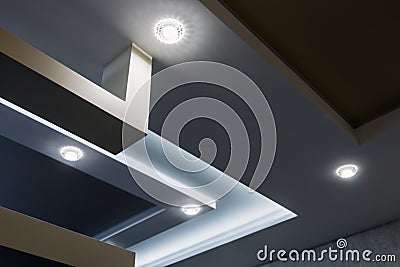 Suspended ceiling and drywall construction in the decoration Stock Photo