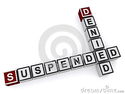 Suspended denied word block Stock Photo