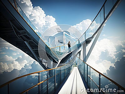 Suspended Splendor: Breathtaking Picture of Architect Skywalk for Collectors Stock Photo