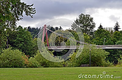 Suspension Bridge at Alton Baker Park Stock Photo