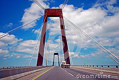 Suspension Bridge Drive Stock Photo